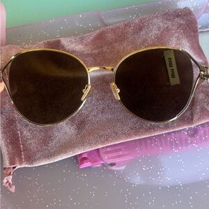 Miu Miu Elegant Gold Sunglasses